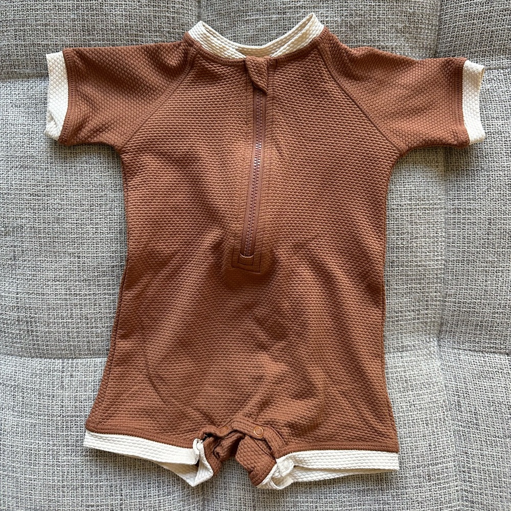 Baby Zip Rashguard One-Piece in Rust NWOT